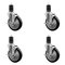 Service Caster 5'' Black Poly Swivel 1-5/8'' Expanding Stem Caster Set with Brake, 4PK SCC-EX20S514-PPUB-BLK-TLB-158-4 - alternate 1